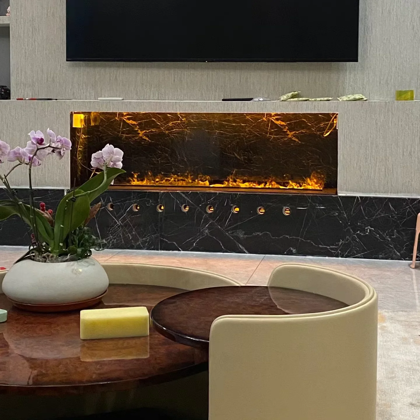 Smart home decor water mist electric fireplace heater indoor tabletop fire pit 3D atomizing fireplace decorations