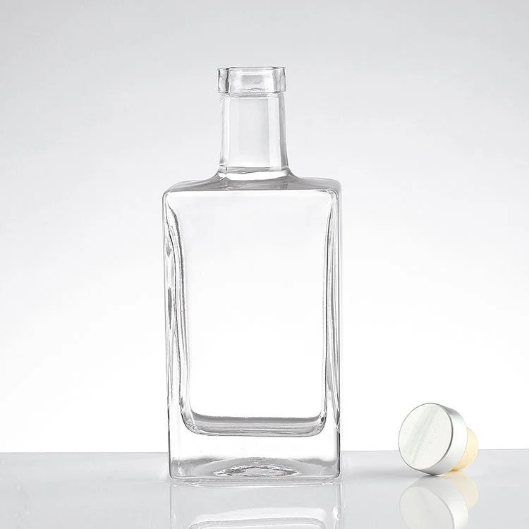 Bulk Price Crystal Clear 500ml 750ml Square Glass Gin Brandy Bottles Whiskey Vodka Bottle For Tequila