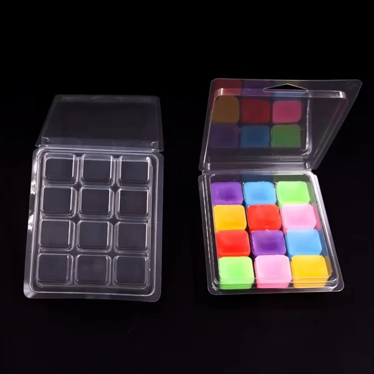 Customize Transparent PET Tree and Stars Models Square Plastic Trays With Top Lid for Candle