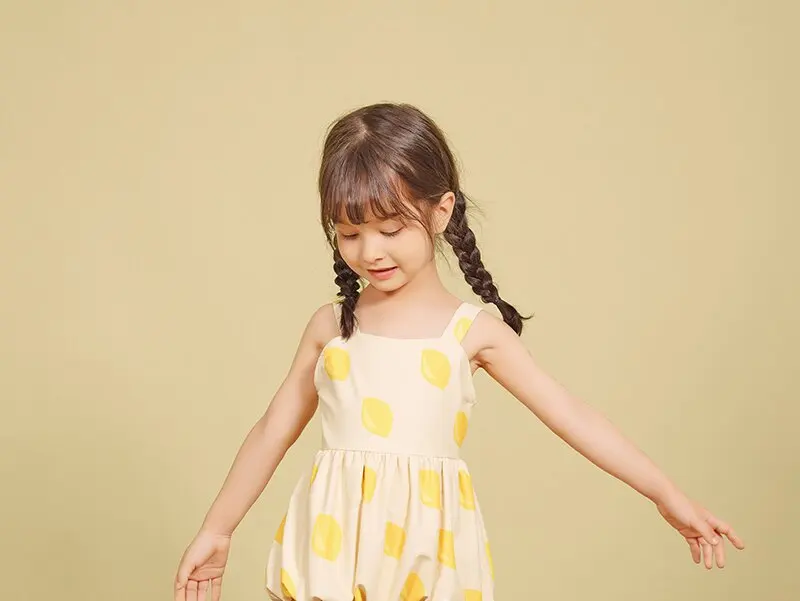 One Piece Oem Custom Printing Cartoon Fruit Lemon Baby Kids Toddler Girl Swimwear Beachwear Children Swimsuit Beach Bathing Suit