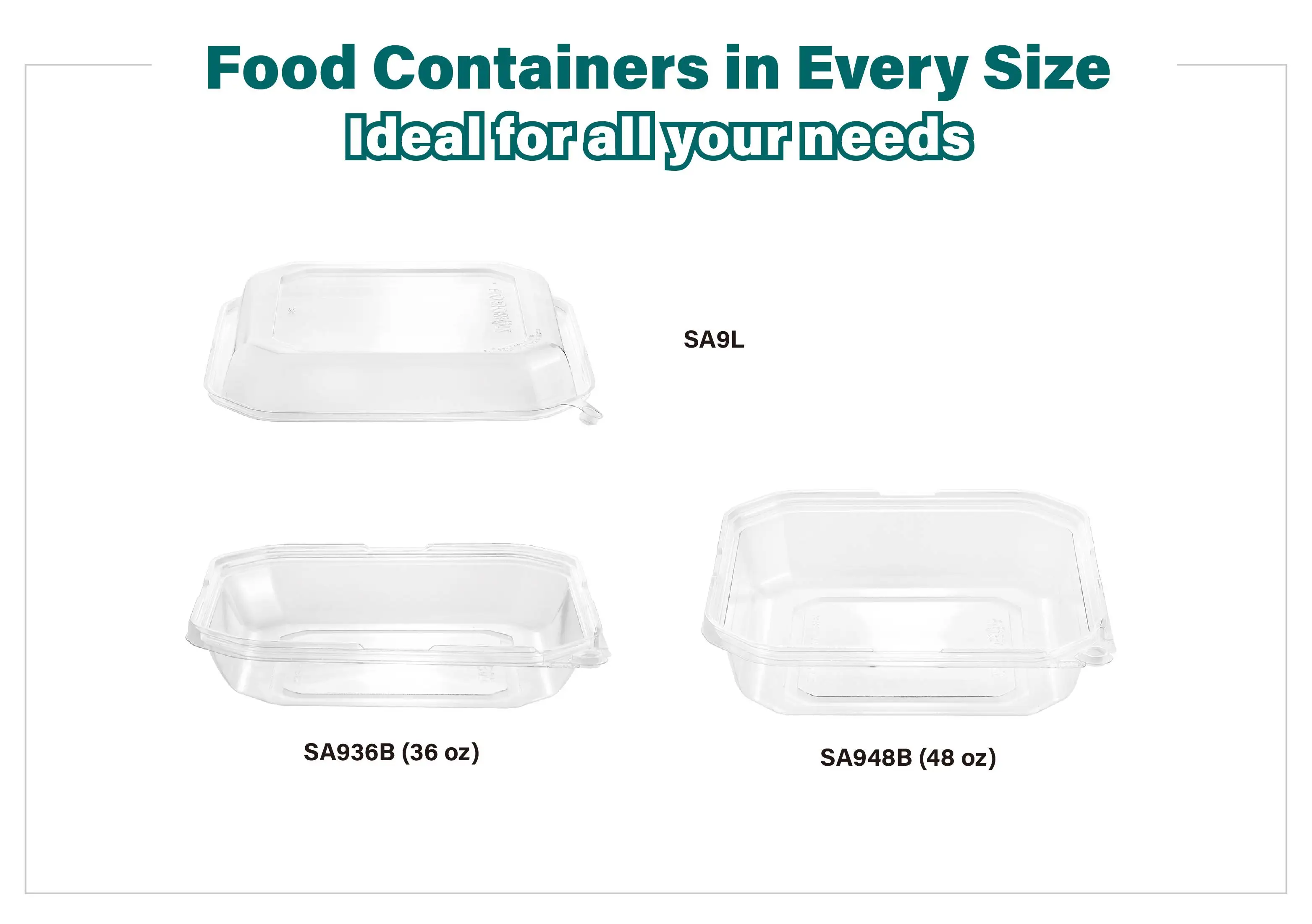 36oz Disposable Clear PET Plastic Food Containers with Clamshell Design for Takeaway