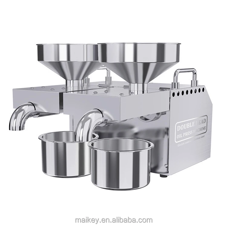 1200W Automatic Home flower Quality Cooking Oil Presser Commercial Peanut B02 Double-Headed Oil Press Machine