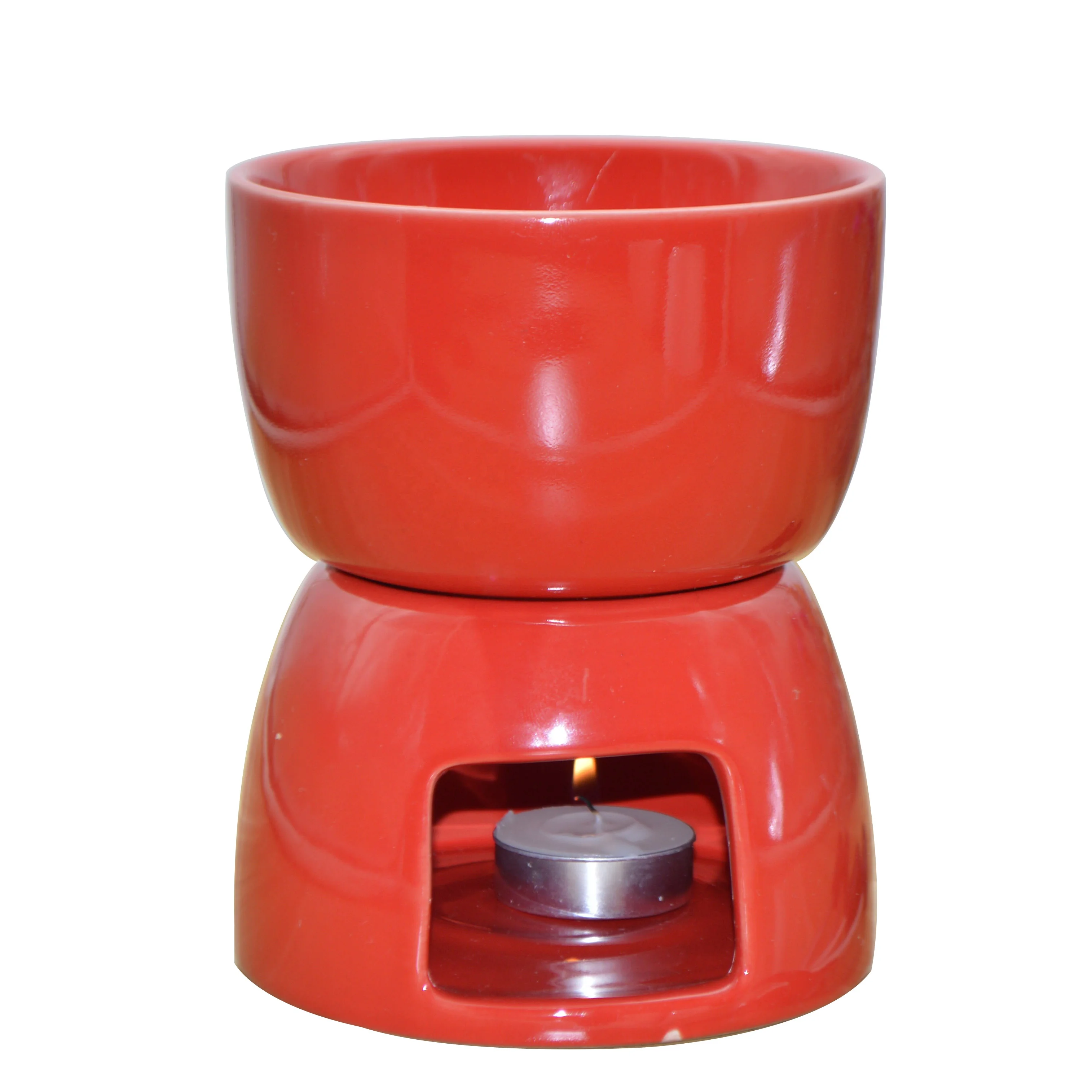 High Quality Red Porcelain Ceramic Fondue Pot Set, ceramic chocolate dipping pot set