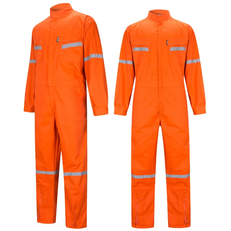 Factory Supply 100% Cotton Twill OEM Orange First Safety Overall With Reflective Tape For Workwear Safety Coverall