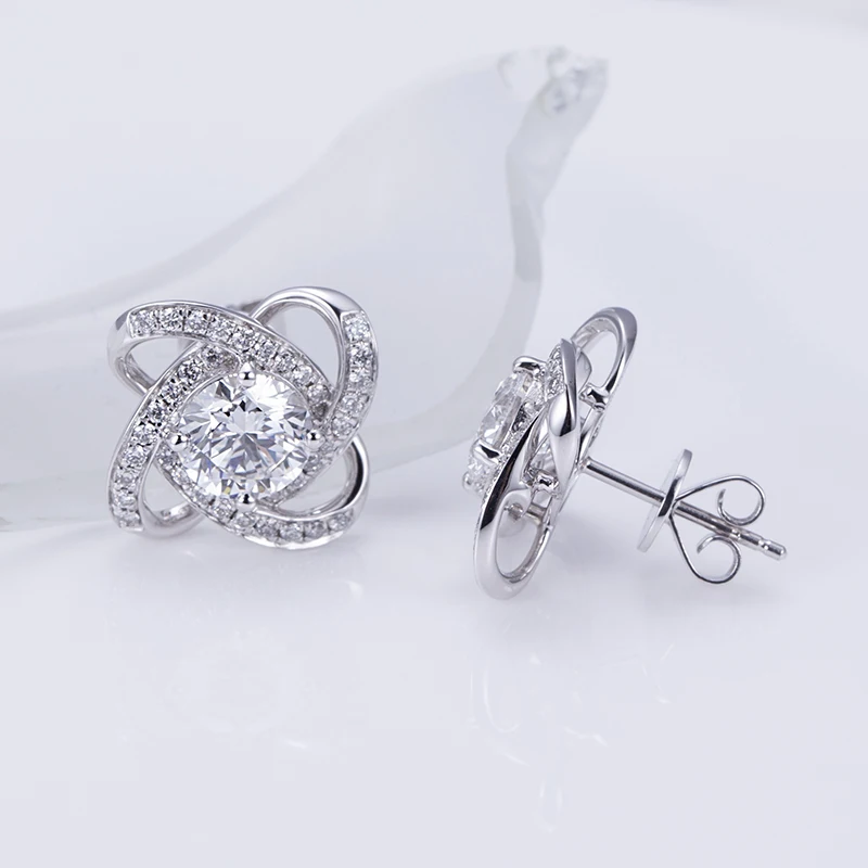 Mishang Fine Jewelry Platinum PT950 1.0ct Round Brilliant Cut Lab Grown Diamond Stud Earrings Lab Diamond Customised Jewelry