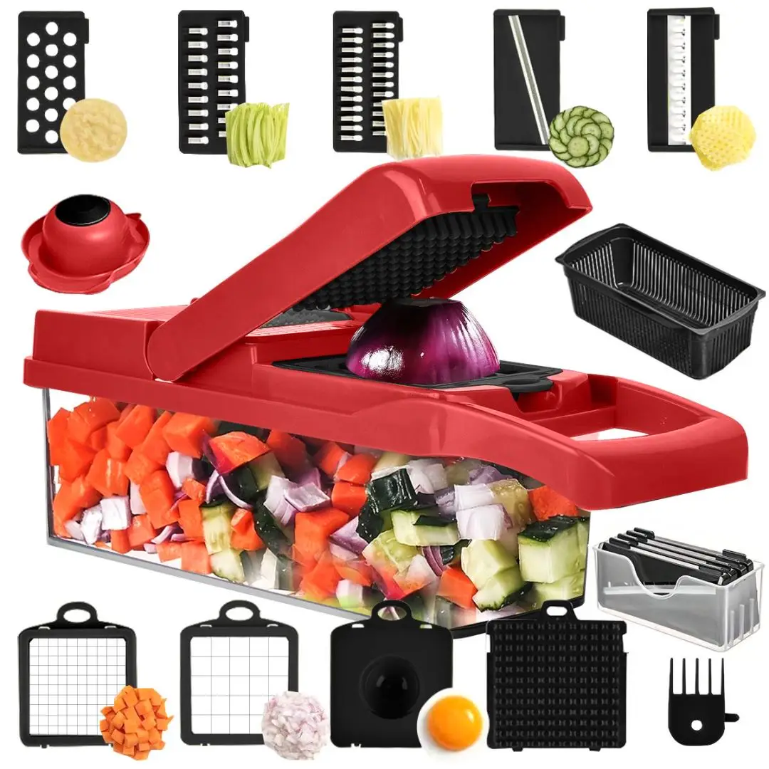Portable Short Cover 15 In 1 Food Chopper Vegetable Multifunctional Vegetable Cutter Vegetable Shredder Cutter Slicer