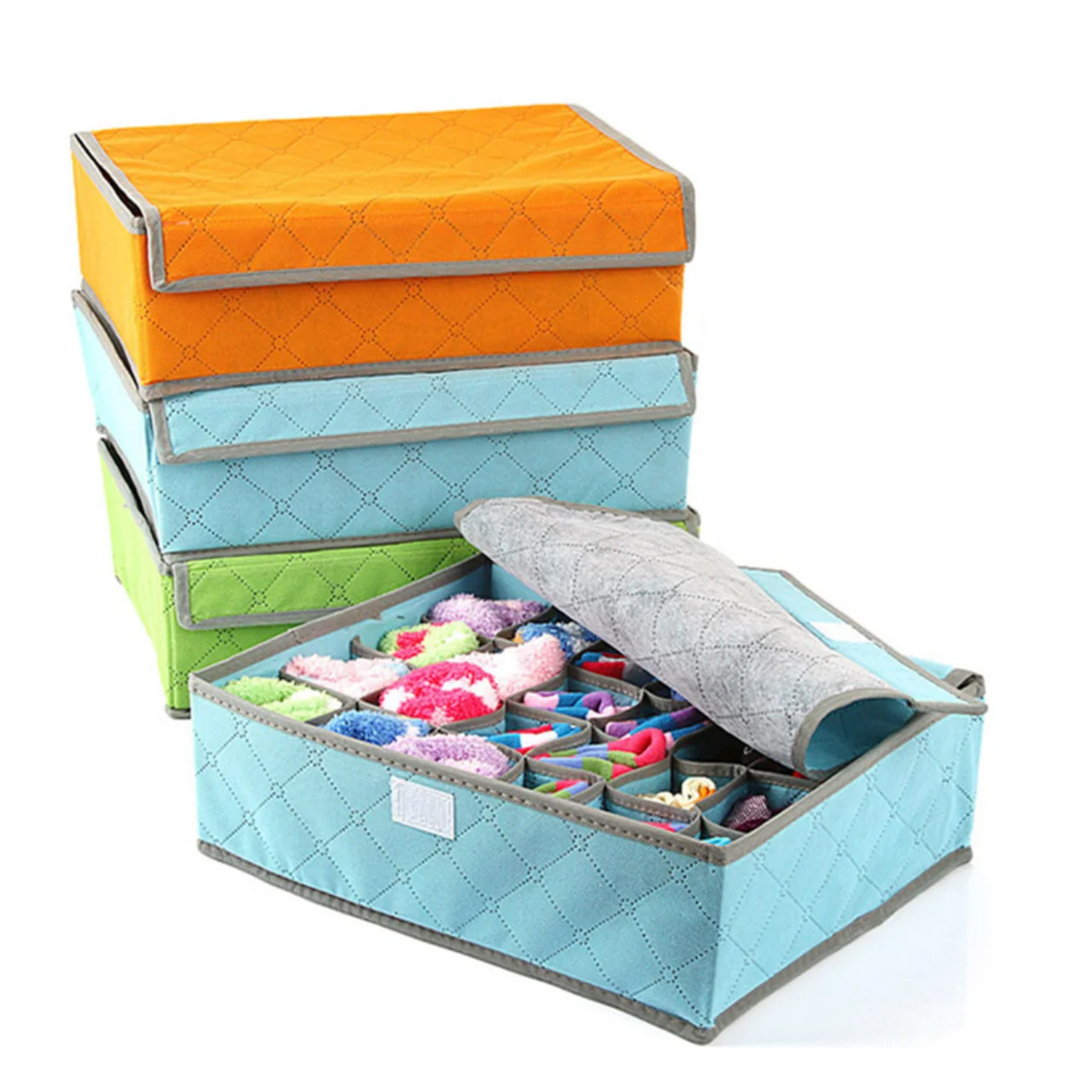 Household bamboo charcoal non-woven drawer underwear storage box with socks box underwear organizer storage box with cover