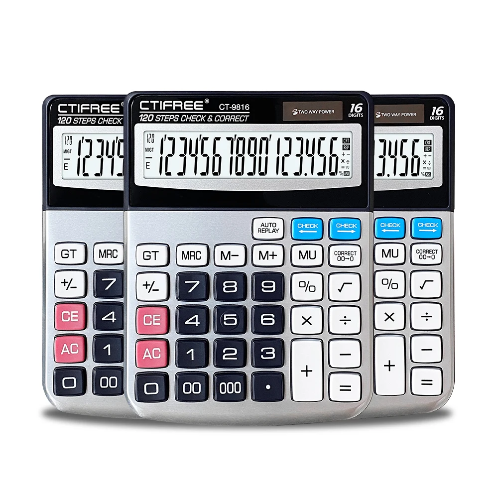 Cheap Price Ctifree Business Stationery School Office Customized Logo Desktop Led Display 16 Digits Electronic Solar Calculator