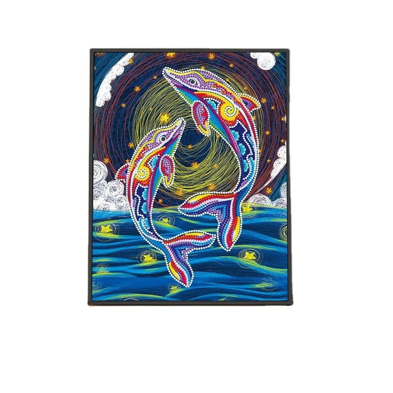 
30x40cm Customized Home wall Decor full diamond canvas painting fish 