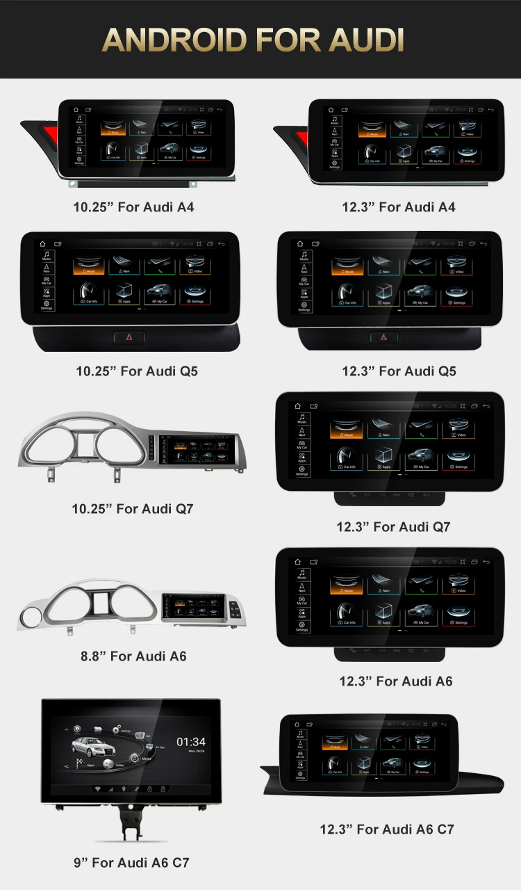 Android 11 8.8' 8 Core screen Radio Stereo carplay Wifi Navigation Car Multimedia DVD Player accessories a3 8v android for audi