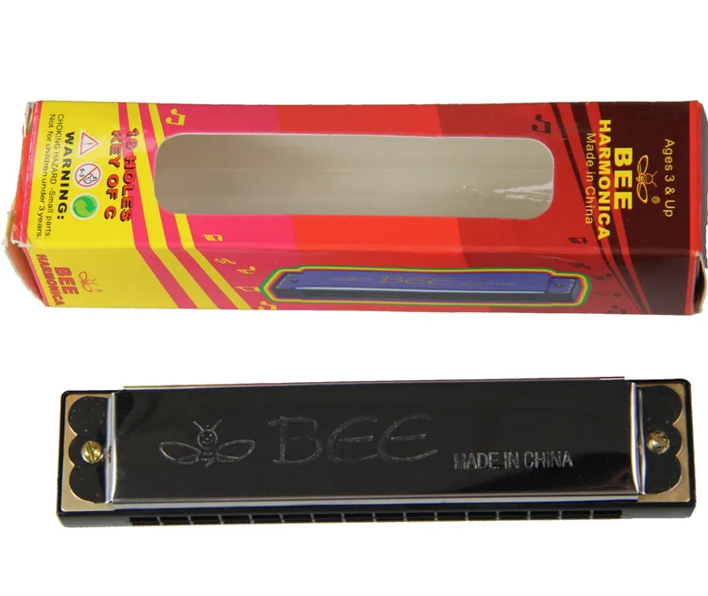 Бренд Bee крышка с 16 отверстиями для игрушек губная гармошка из алюминия нержавеющая сталь Серебряная пластиковая оконная коробка ABS TREMOLO DF16A