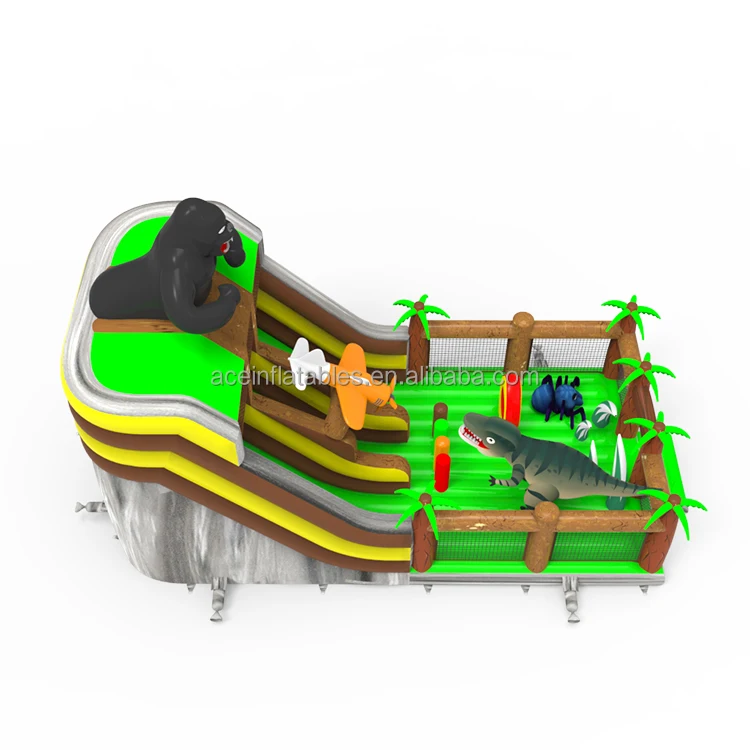 commercial customized kids bouncy jump castle with slide amusement outdoor fun city king kong gorilla inflatable playground