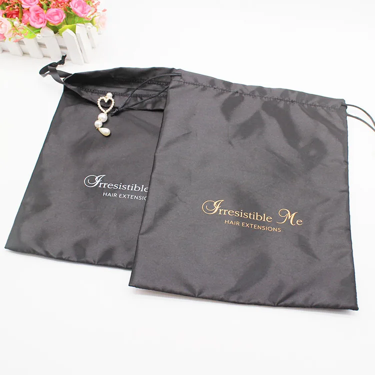 Персонализированная черная Розовая атласная Подарочная пыль, парик, сумка для ювелирных изделий с логотипом