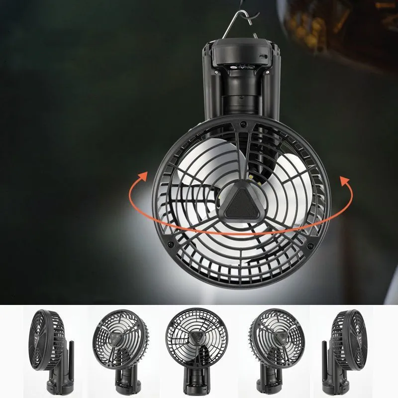 Outdoor folding tripod with battery solar charging fan with lighting system USB camping fan