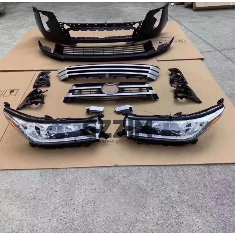 Plastic Front Bumper Grille Bodykit Upgrade Parts For Toyota Highlander 2015-2017 Upgrade To 2018