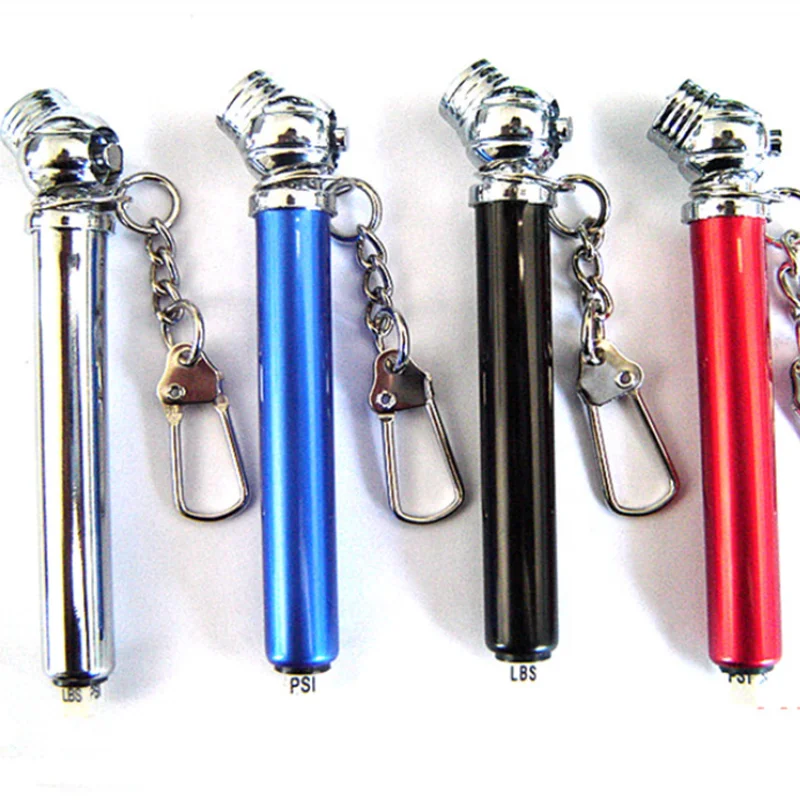 Promotional Mini Pen Shaped Tire Air Pressure Gauge Tester with Keychain Customized logo for Promotion 50 PSI