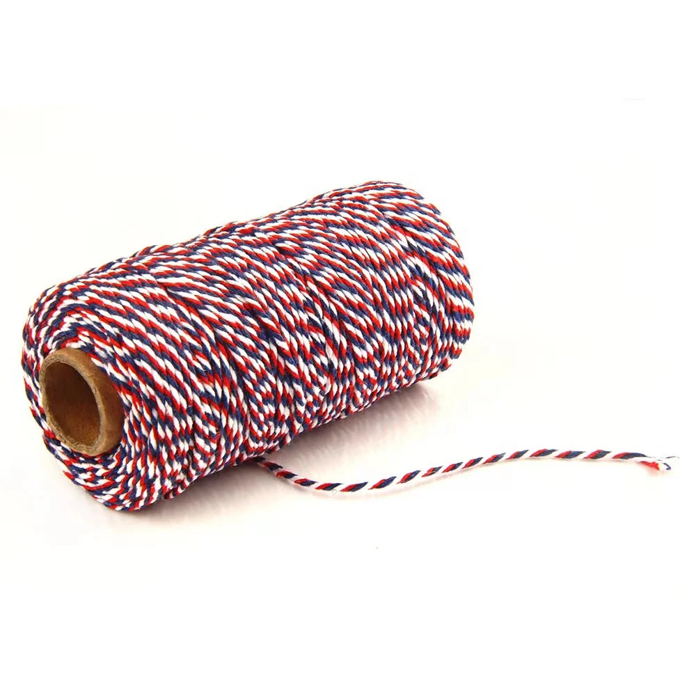 2 мм Заводская оптовая продажа цветная круглая упаковочная веревка хлопчатобумажная веревка