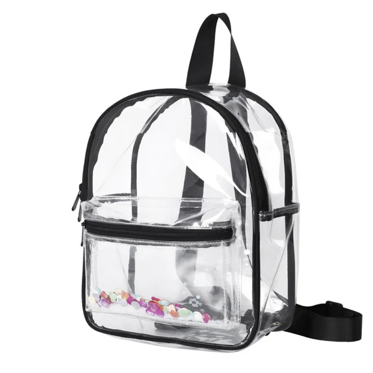 China manufactory OEM  high quality  school  girls clear transparent pvc backpacks soft school bag