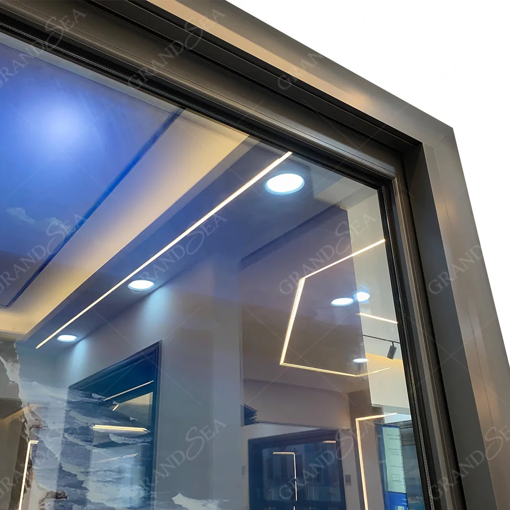 Aluminum window Large Size Double Glass Aluminum Frame Single Hung Automatic Vertical Slide Electric Lift Up Window
