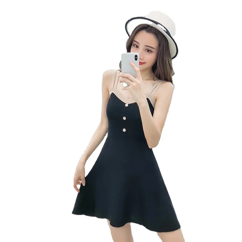 
 Женское трикотажное платье на бретельках, элегантное стильное Новое дизайнерское уличное платье для девушек, повседневная юбка с принтом, женское повседневное летнее платье, 2021  