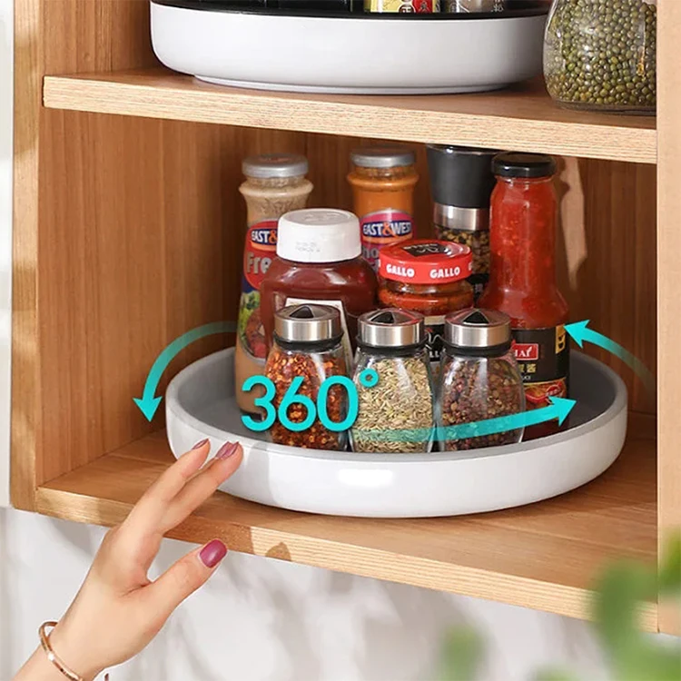 New Arrival Spices Jar Condiments Spinning Organizer Kitchen Round Plastic Rotating Storage Tray