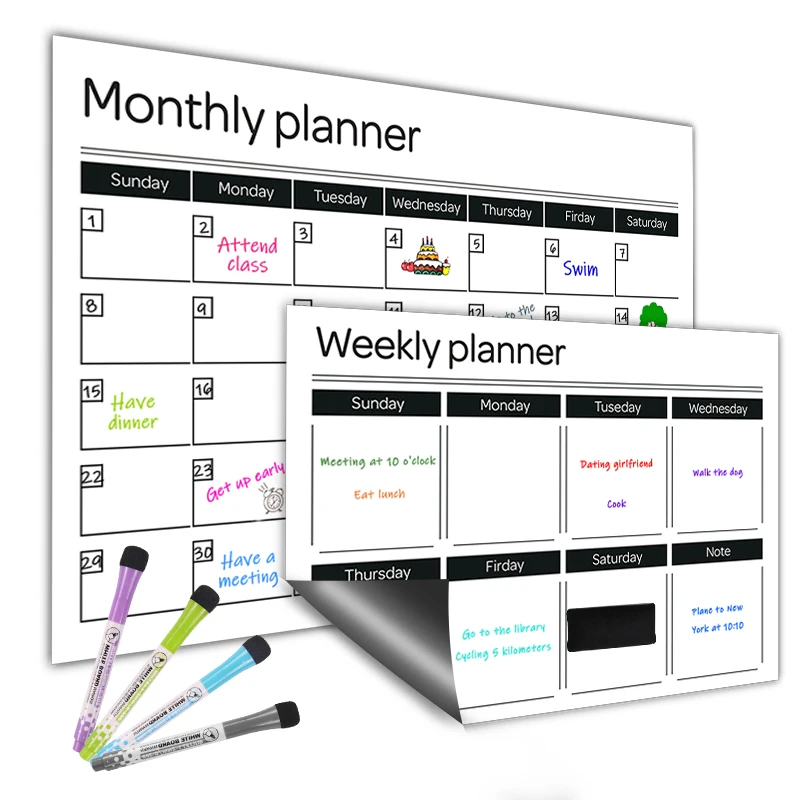 Unique meal planner magnetic magnet fridge planner dry erase removable magnetic monthly weekly planner for kitchen