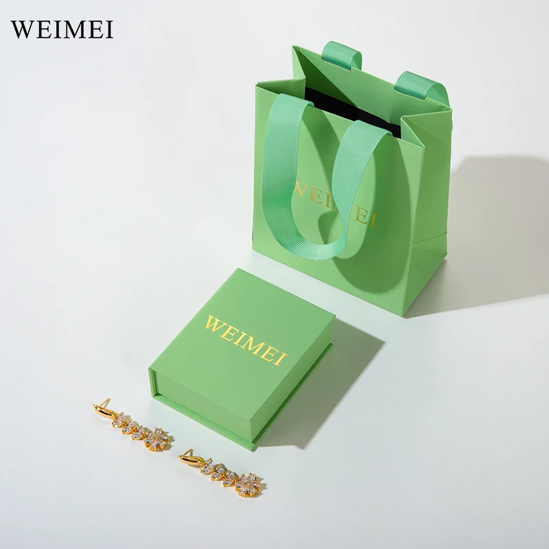 WEIMEI Wholesale OEM Custom Design Book shape Cardboard Ring Earring Packaging Box Paper Jewelry Box with Logo