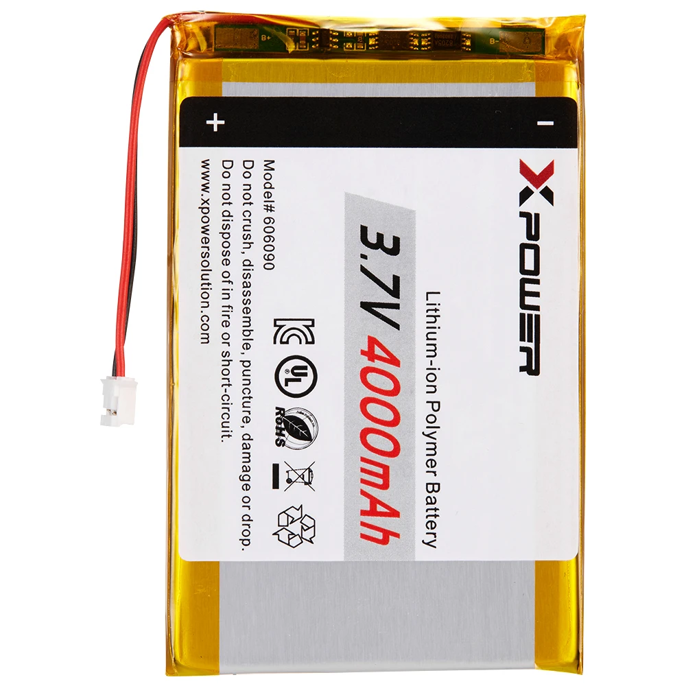 Xpower 606090 4000mAh 3.7V UL KC ROHS Lithium Polymer Battery for the Smart Clock