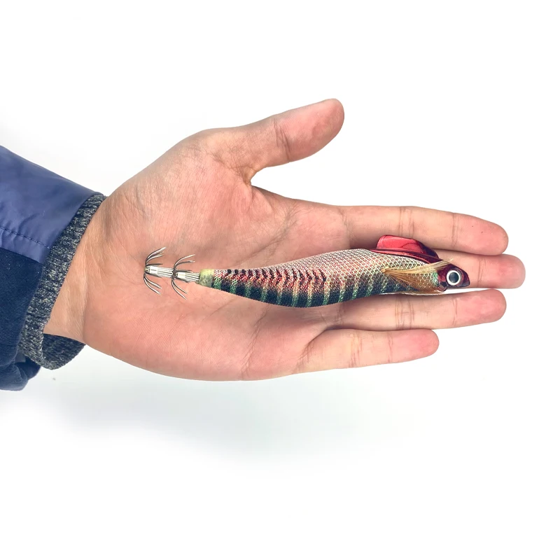 Factory Price Yo-zuri Mold Squid Hook Jig Fishing Wooden Shrimp Lure EGI Squid Jig Lure