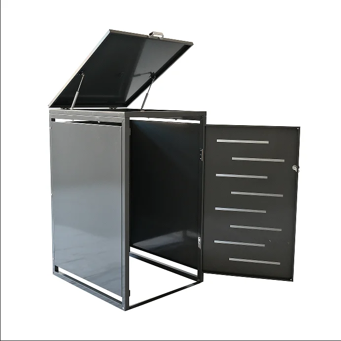 Outdoor Galvanized Steel Trash Can Enclosure  1 bin Garbage Can Storage