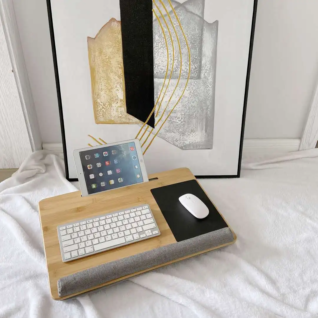 Lap Laptop Desk - Portable Lap Desk with Pillow Cushion, Fits up to 15.6 inch Laptop, with Anti-Slip Strip & Storage Function