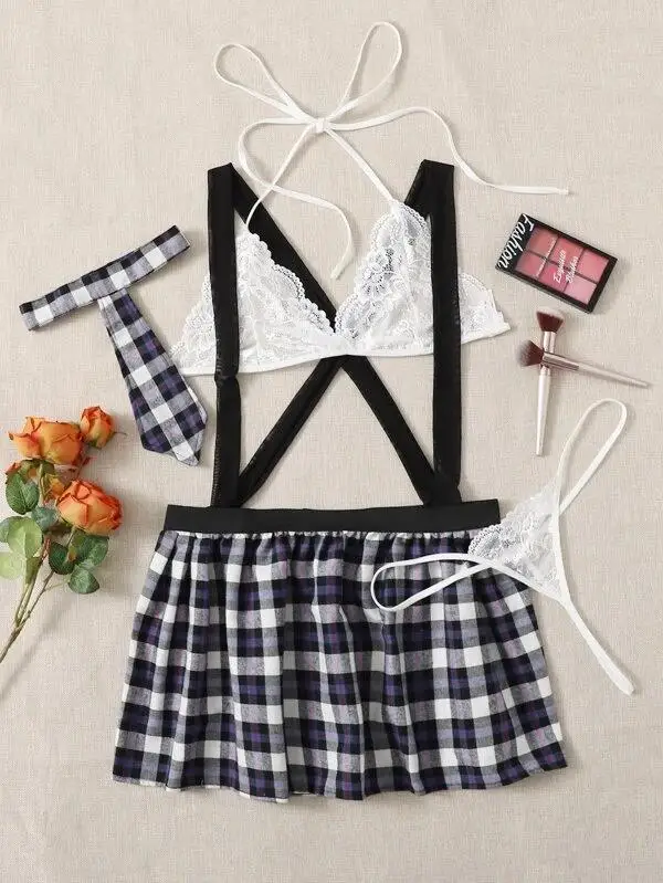 ZZYUP adult party sexy student cosplay sexy lingerie wool-blend plaid skirt Sexy Underwear Woman