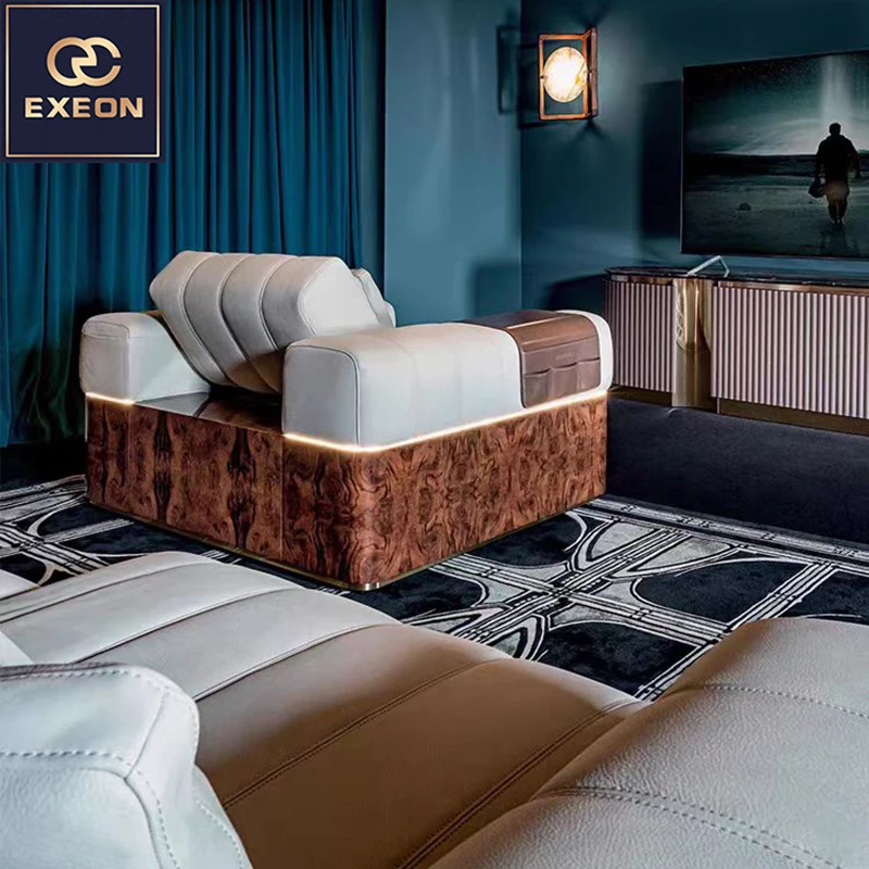 Advanced Modern Luxury Living Room Combination Sofa Soft Cushion Leather Living Room Designer Functional Sofa