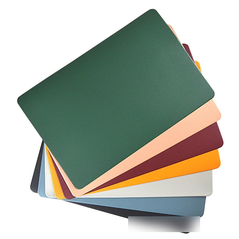 Nordic household hotel double reversible square faux pu leather elegant pad table mat placemat for dining