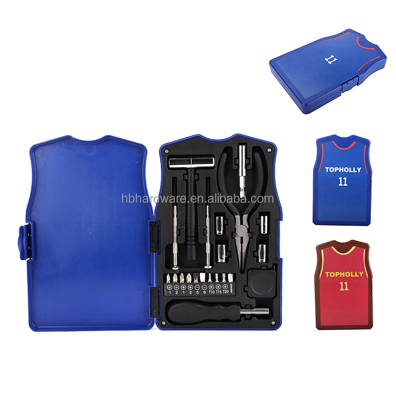 21 Piece Gift Promotional Basketball Team Uniform Shirt Shape Case Box Screwdriver Bit Socket Tool Set Polo Club Jersey Tool Kit