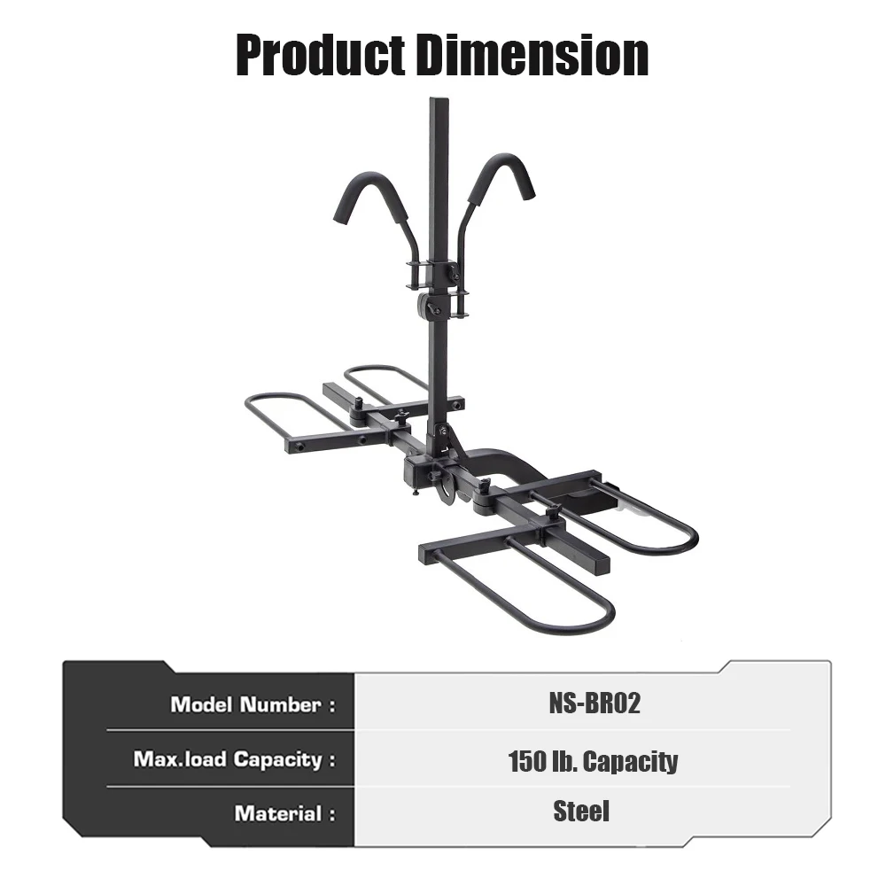Platform style rear hitch mount fat tire mountain 2-bike ebike bicycle carrier rack for car truck SUV minivan trailer