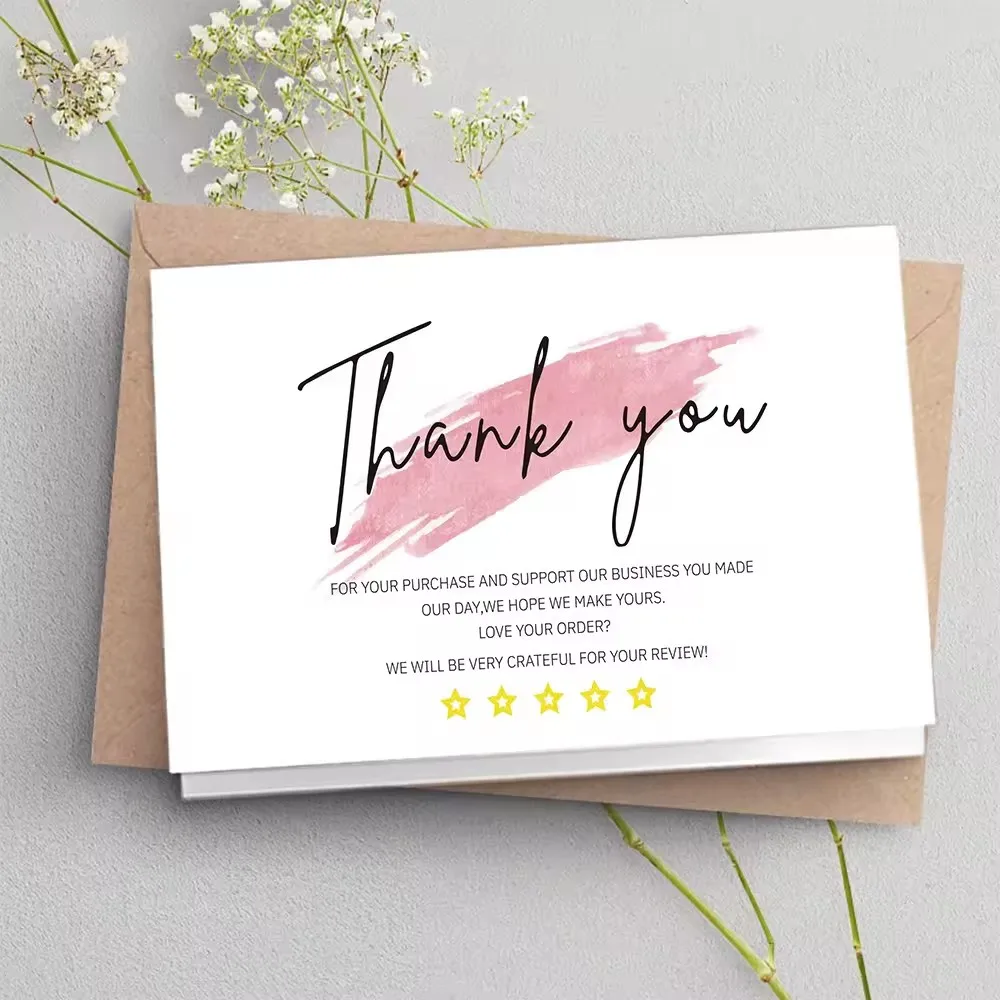 Whosale factory custom thank you card printed free design for birthday gift decoration greeting card