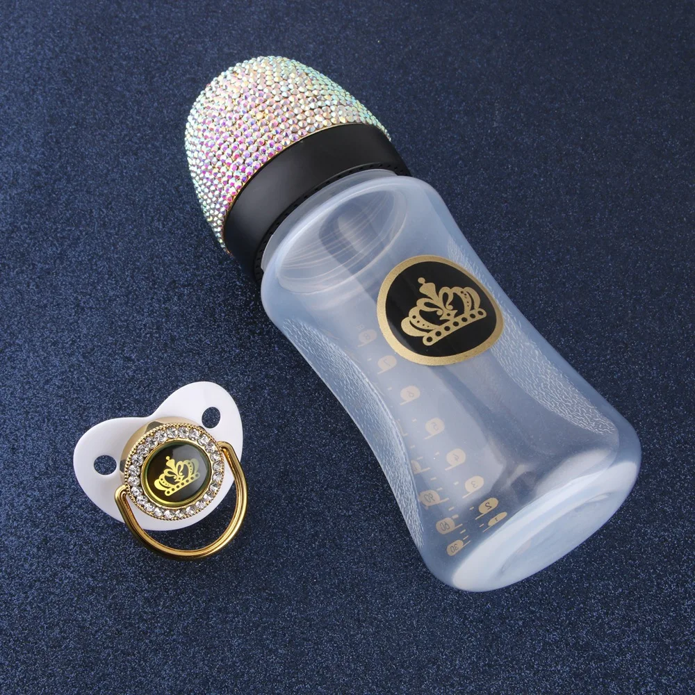 modern glass baby water milk feeding bottle glass nipples pacifier set sublimation baby bottle