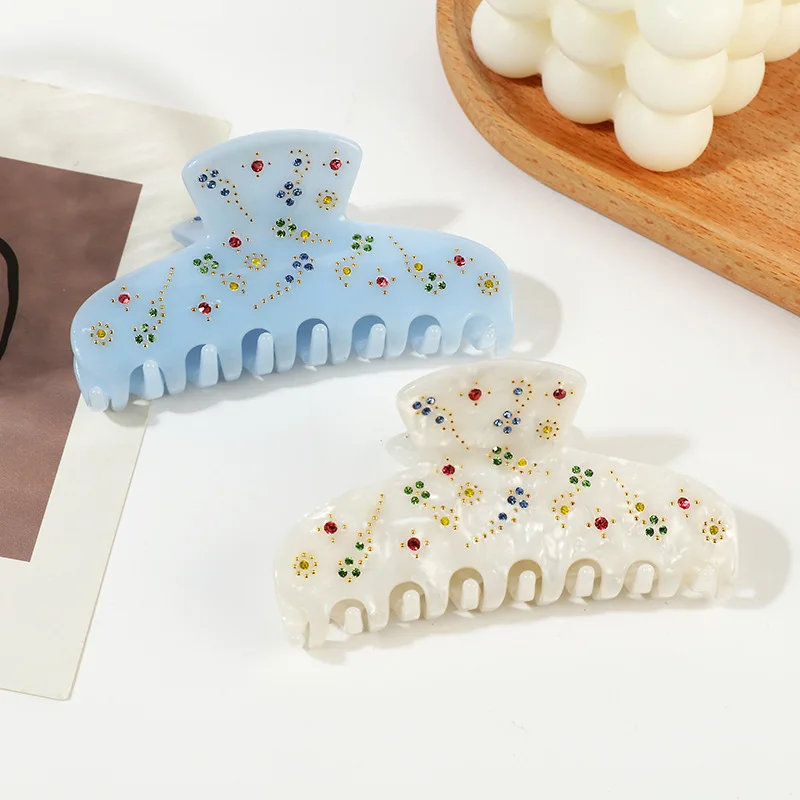 Wholesale  Elegant  French Acetate 9.6 cm Hair Claws Ponytail Crab hair clip with diamond