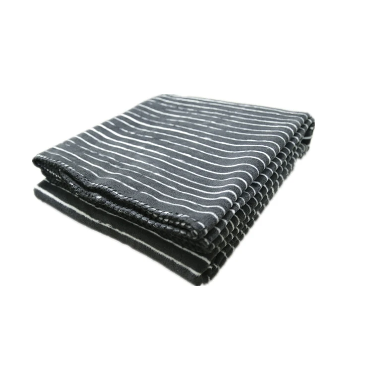 Wholesale RTS High Quality Heavy Weight Print Stripe Yoga blanket Polar Fleece Blanket Throw Chunky Knit Blanket