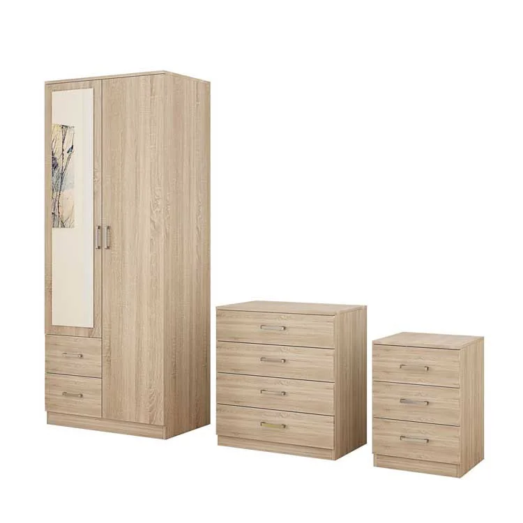 Hot Sale on Amazon Top Quality Modern Double Door and Mirror Household Cloth Closet MDF Wood Bedroom Wardrobe