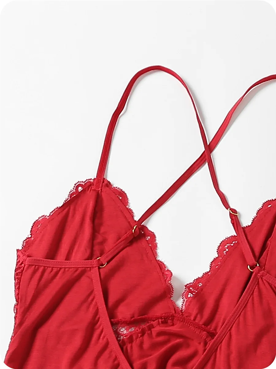 2022 new camisola de encaje sexy conjuntos de pijamas con correa woman ropa de dormir sexy lace sleepwear para mujer