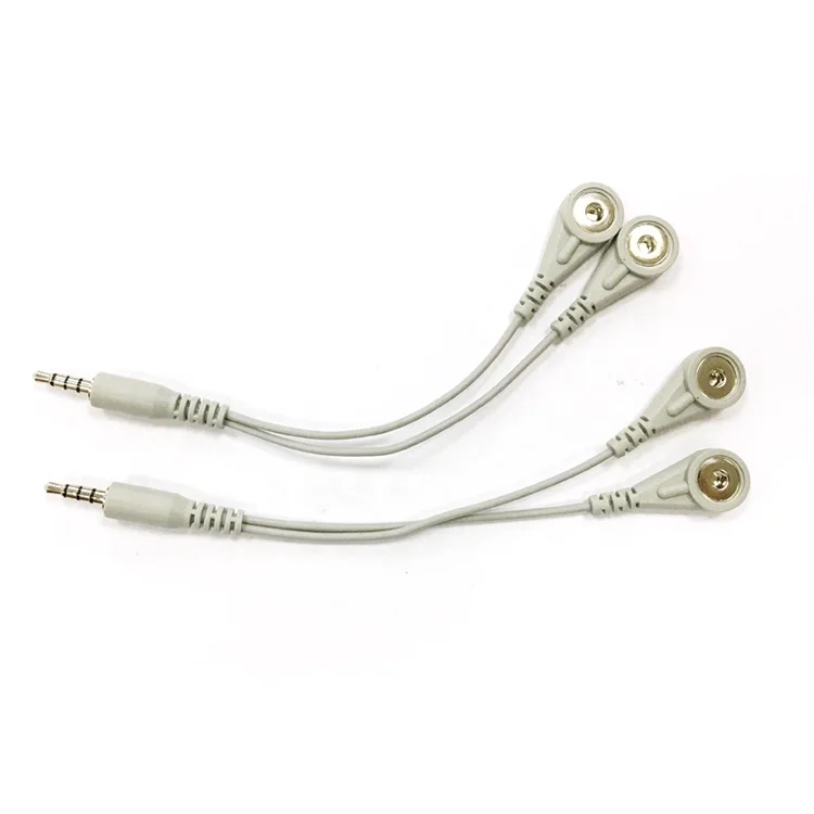 3.5mm 4 pole jack to 3.8mm/3.1mm 2 snap lead wire cable  for Tens EMS Units Electrode Medical Snap Button cable cord wiring