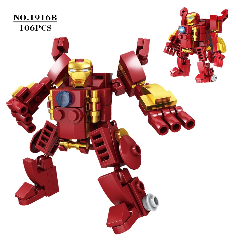 106 шт. мини кирпичи No.1916B MOC Супер Герои Железный MK35 Набор строительных блоков для сборки сборные пластиковые рождественские игрушки Juguete