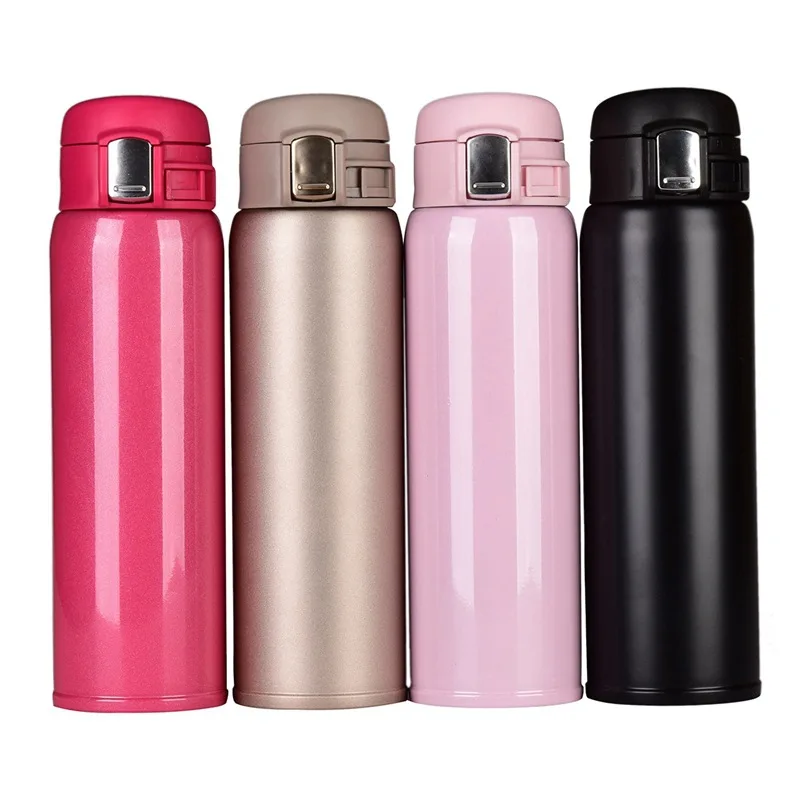 500ml Double Wall Thermos Water Bottle Lock Opening Lid Stainless Vacuum Bottle Thermos Bottle Direct Drinking Vacuum Cup