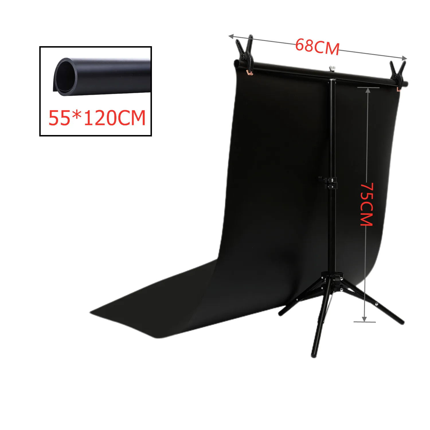 60*130cm Anti-wrinkle Waterproof Frost PVC Backgrounds Backdrop with 60*70cm Portable Adjustable T-shape Light Stand