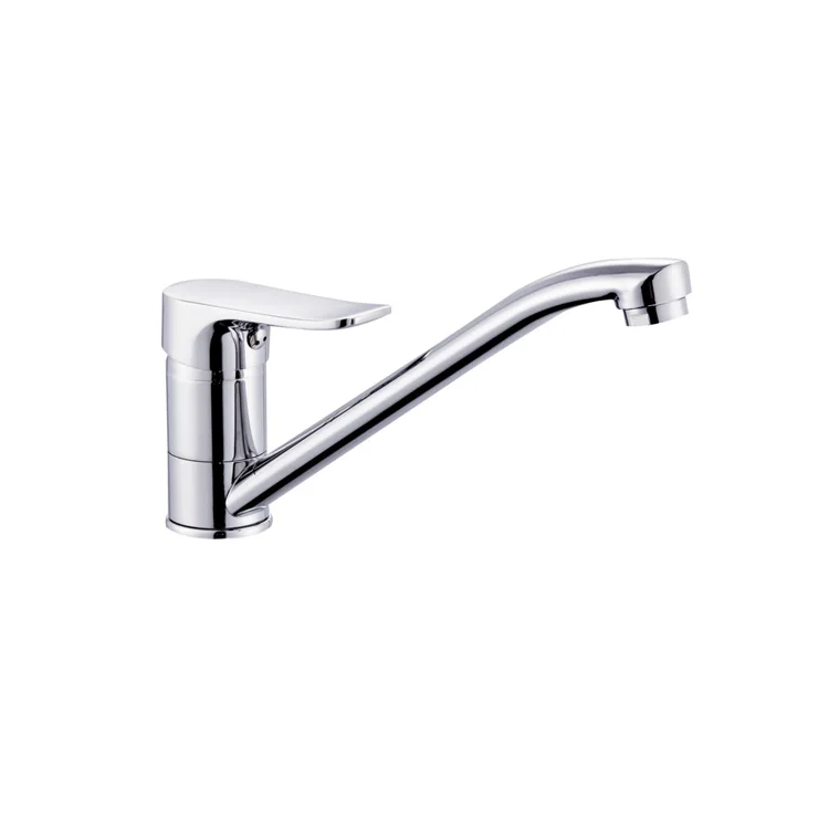 Simple Flexible Brass Chrome  Single lever handle Deck mounted mixer  Kitchen Faucet
