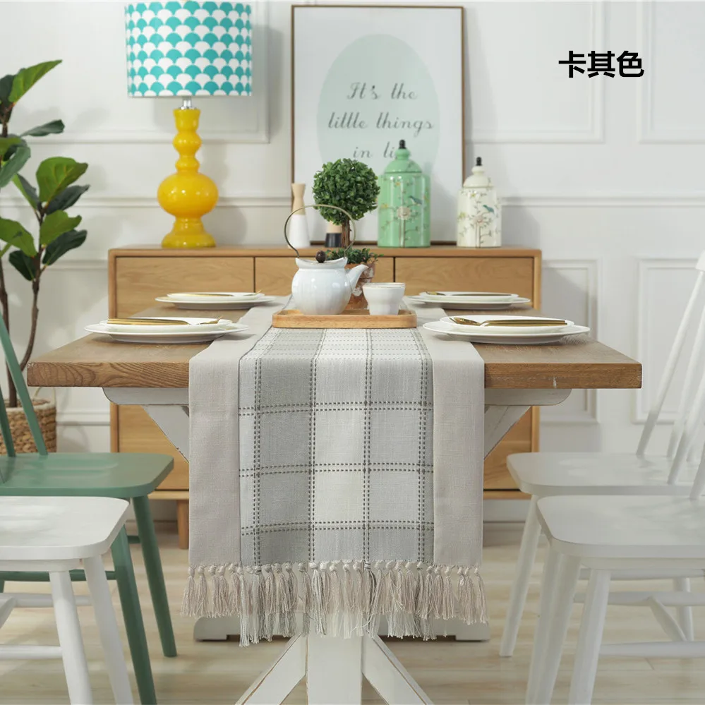 Fashion Design Plaid  Cotton Linen Tablecloth Anti-Shrink Soft Wrinkle Decorative Fabric Table skirts Cover