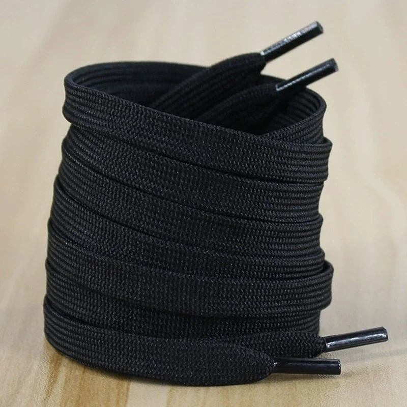 Custom colorful 3-8mm polyester Cotton elastic thick width 50-200 cm length flat shoelaces for sneakers
