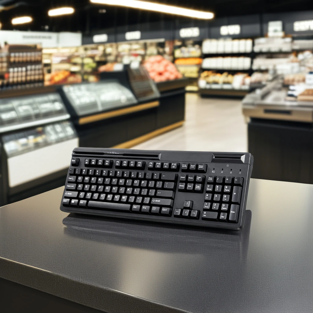 Factory Price Keyboard Membrane Magnetic Stripe Reader Chip Card 104 Keys Keyboard with Smart Card Reader